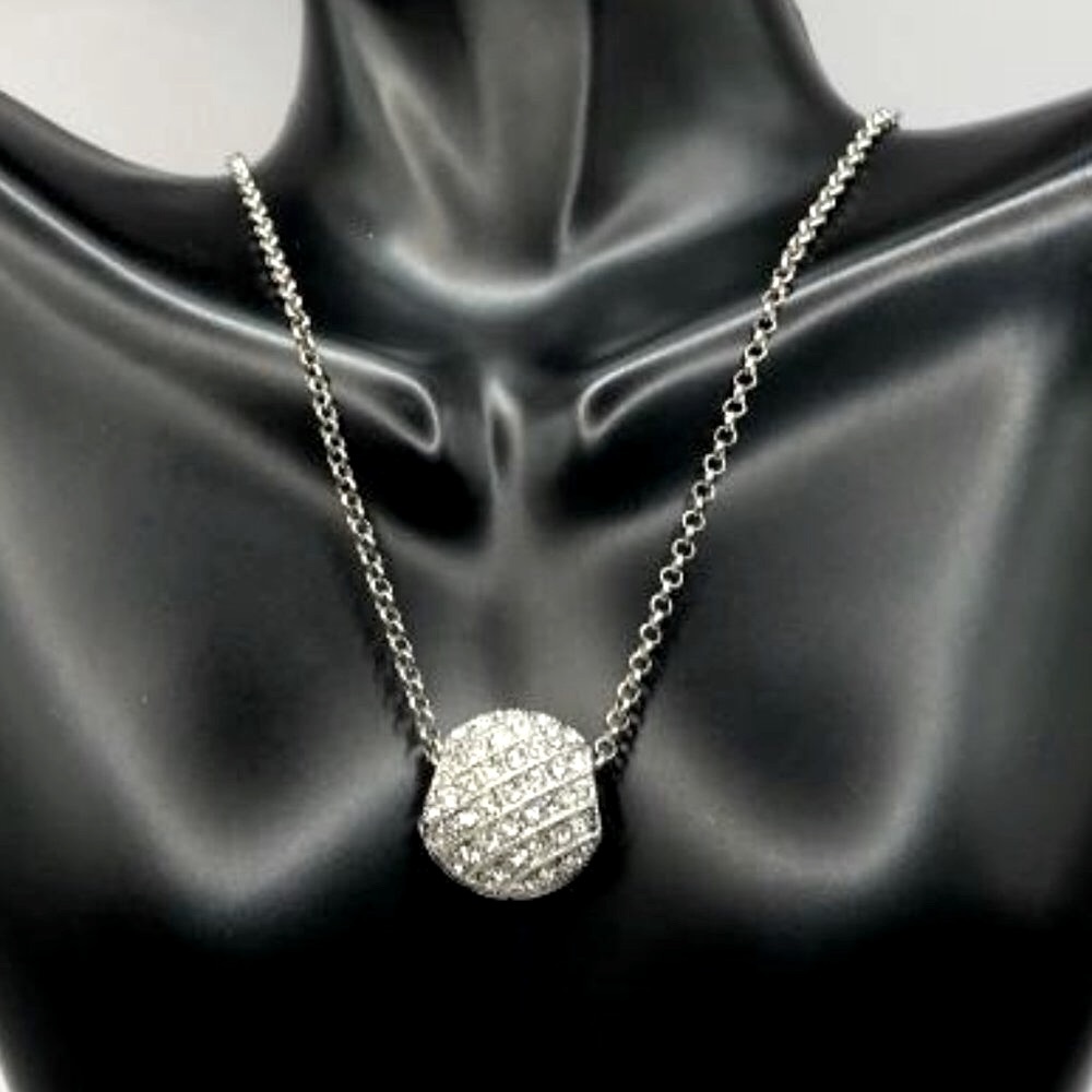 Monet Silver-Tone Slide Rhinestone Pendant Necklace